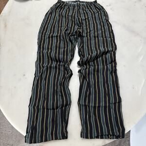 Brandy Melville Summer Trousers Stripe Green Black Yellow Flowy Boho Y2K Festive